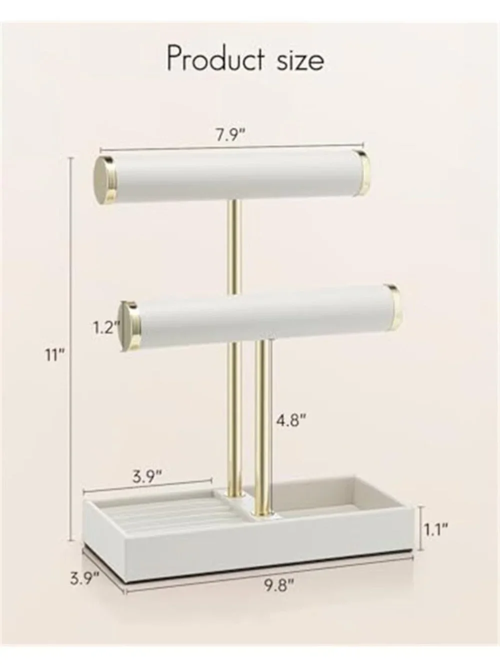 Jewelry Organizer Stand Bracelet Necklace Ring Earring Holder Display Tray White